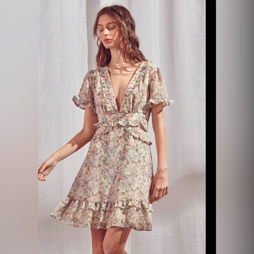Storia v neck open back dress
